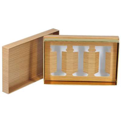 Custom luxury gift packaging wholesale candle packaging wooden pattern cardboard box