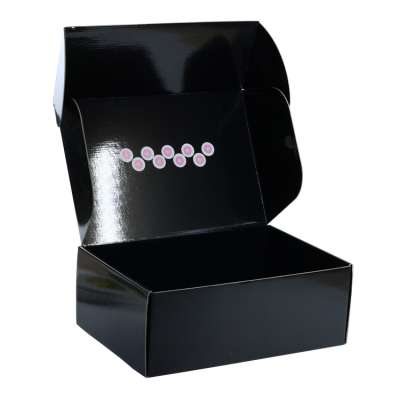 Custom Glossy Laminated Black Packing Printing Corrugated Box Gift Hat Box For Shipping