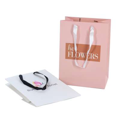 Wholesale Custom Luxury Shopping Custom Printed Gift Pink Wedding Paper Bags with Ribbon Handles