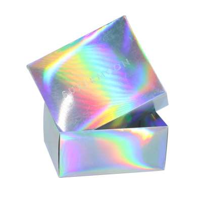 Popular Design Logo Printed Iridescence Sliding Foldable Holographic Box