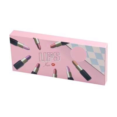 Custom design eco friendly art paper pink lip gloss packaging box